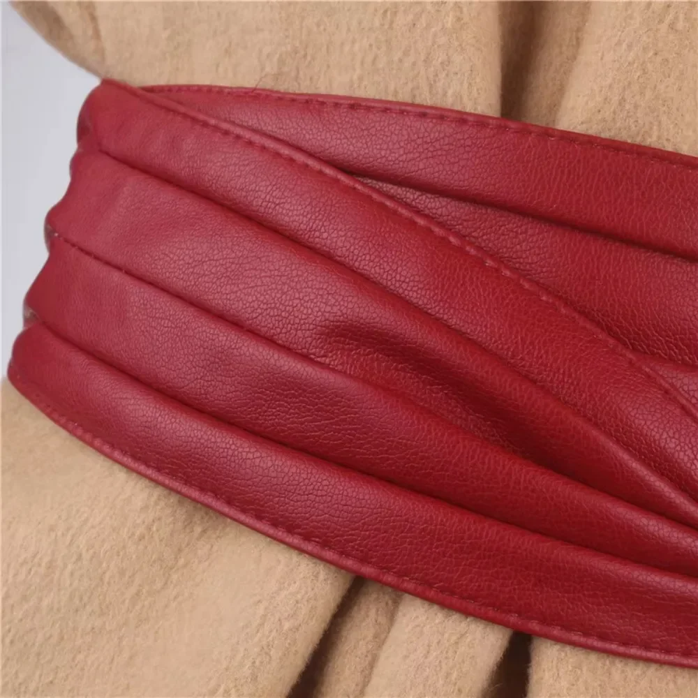 Sweet Elastic Wide Waist Belt Elegant PU Leather Women Waistband Soft Adjustable Dress Decoration Belts Party Decoration