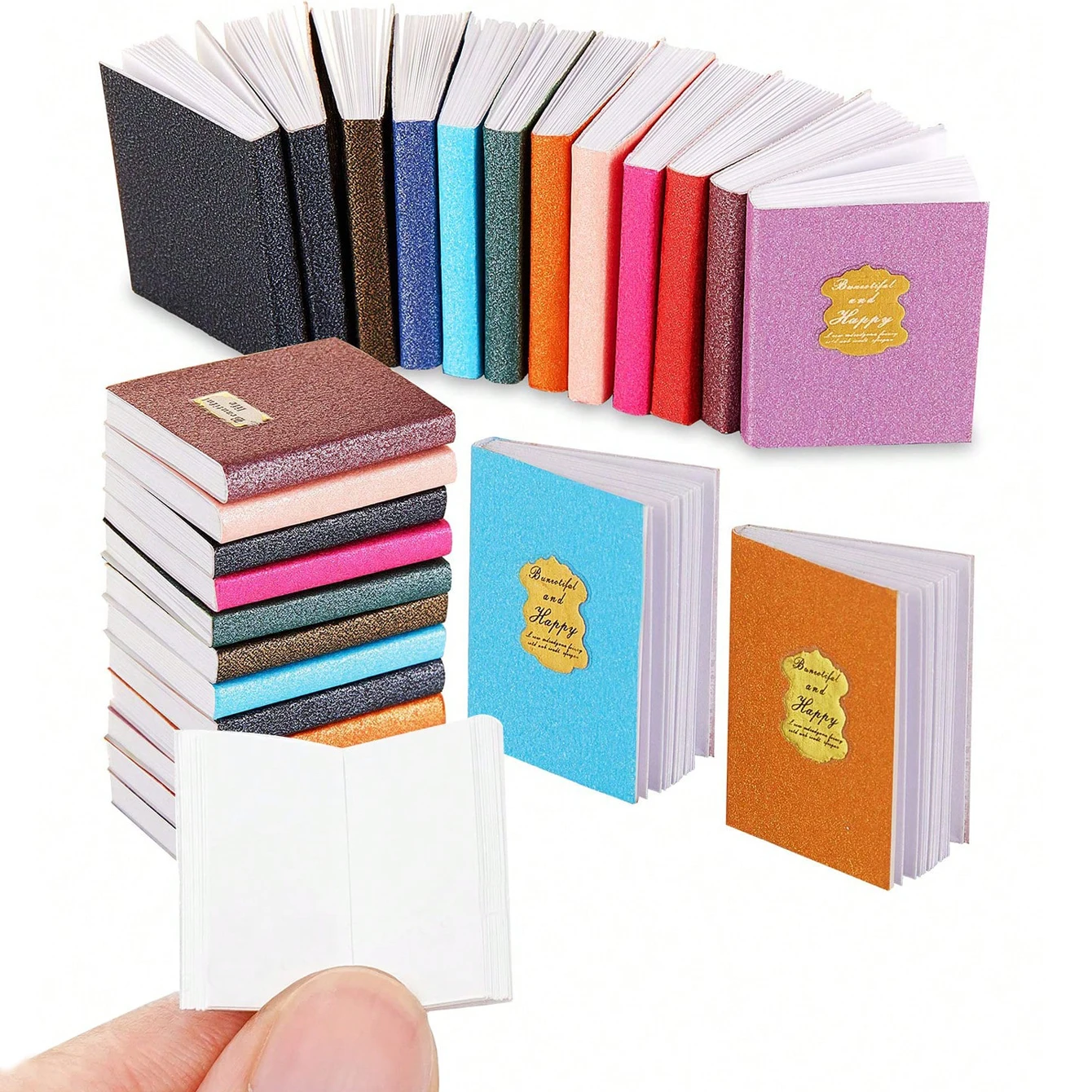 12 Dollhouse Miniature Books Notebook: 1/12 Mini Flip Simulation Classical Books Study Room Bookcase Decoration Model
