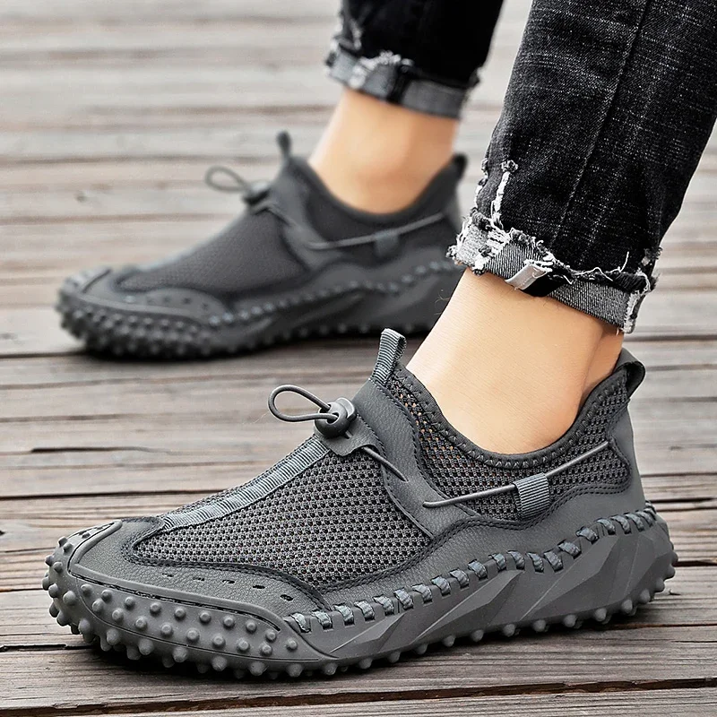 Brand Summer Mesh Men's Shoes New Breathable Flat Casual Shoes Outdoor Walking Men's Sneakers Hiking Shoes Zapatillas Hombre