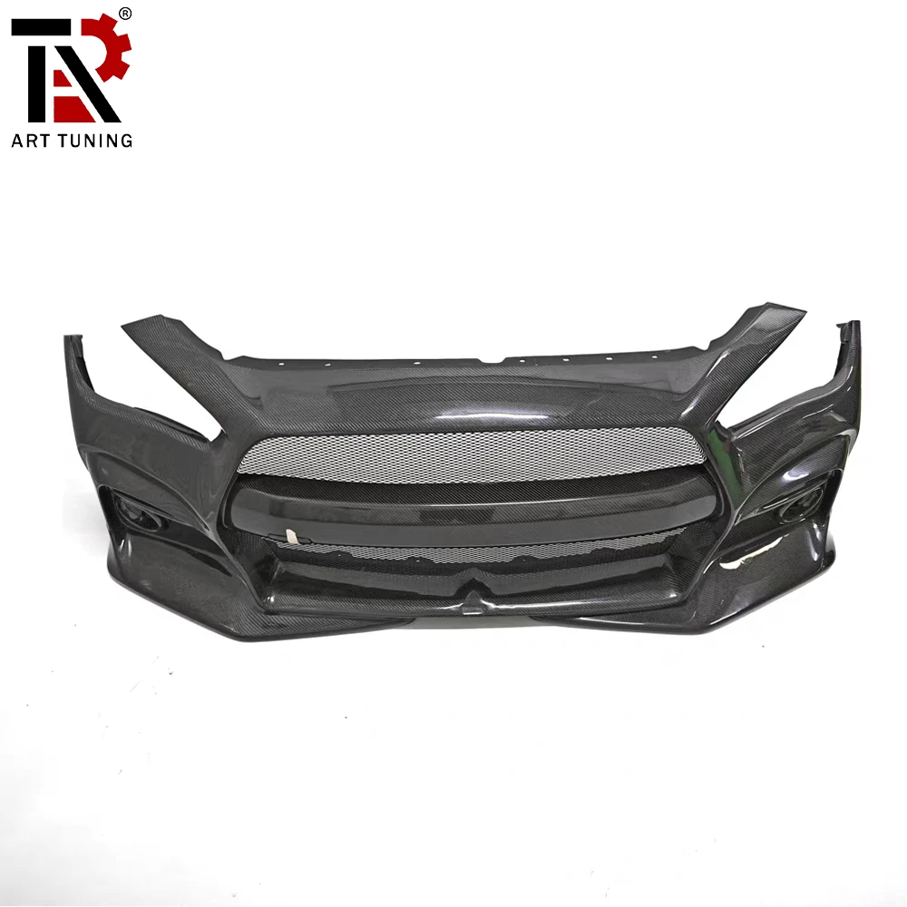 

Blitz Style Carbon Fiber Body Kit Front Bumper For Infiniti Q50 Q50L Q50S, Aggressive Lip With Diffuser, 2014-2023