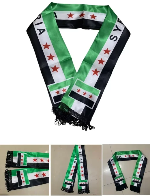 Aerlxemrbrae Custom Syria Scarf 14*135cm The Syrian Arab Republic Syrian three Star Scarf Banner For event decoration