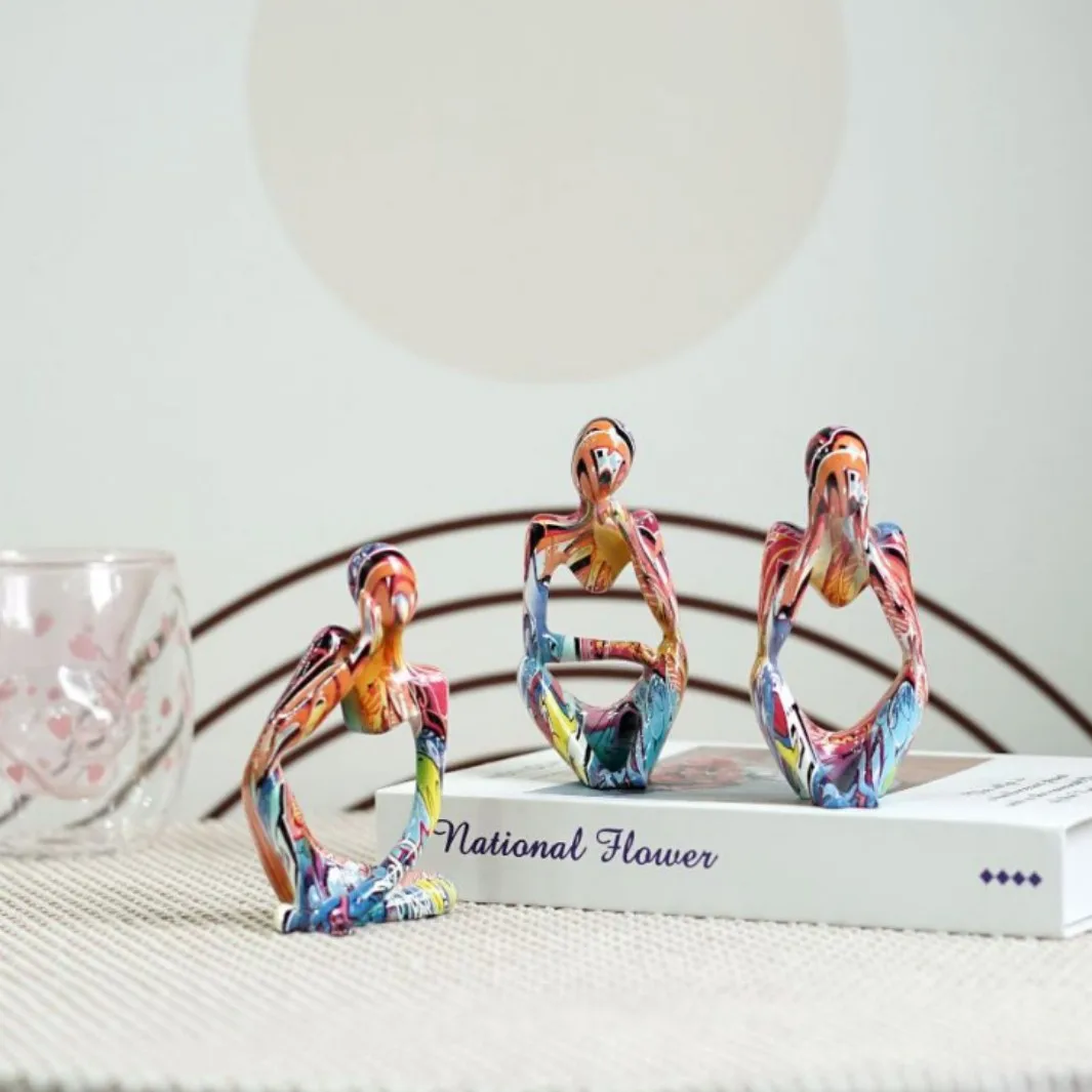 Colorful Mini Abstract Figurine Resin Sculpture Graffiti Style Home Ornament for TV Stands And Foyers Home Decorative Items