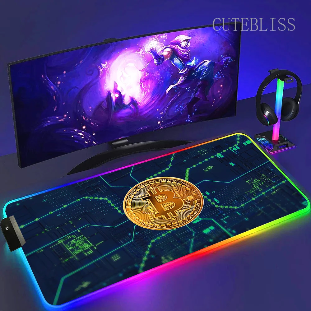 

RGB LED High Speed Computer Accessories Mousepad Desk Mat Large Gaming bitcoin Home Office Table Carpet Keyboard Expansion Pad