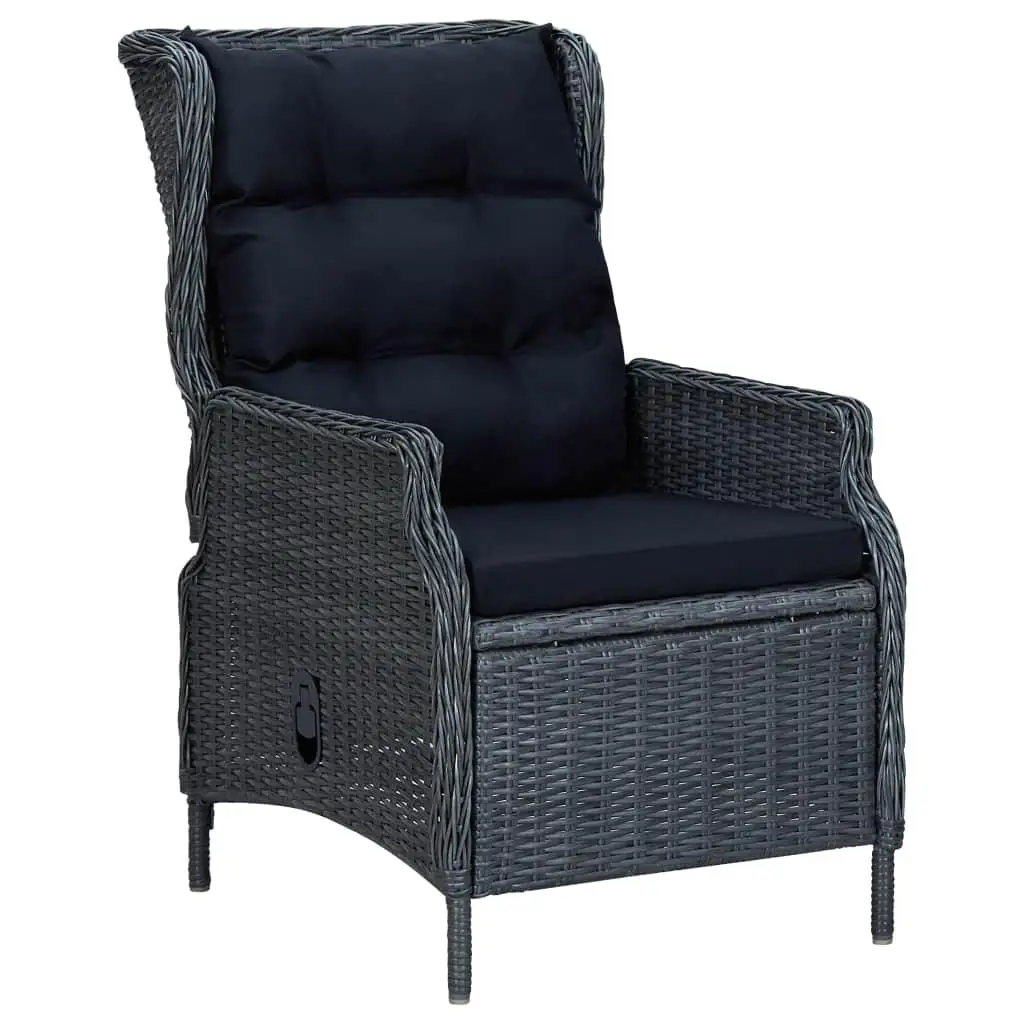 Dark Gray Poly Rattan Reclining Patio Chair with Cushions - Comfortable Outdoor Furniture