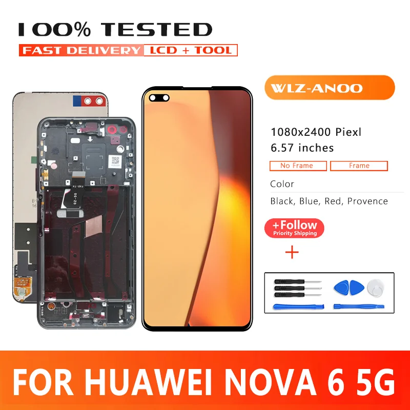 

6.57 inch Premium Quality LCD For Huawei nova 6 5G LCD Display Touch Screen Digitizer FOR HUAWEI WLZ-AN00 LCD Replacement Parts