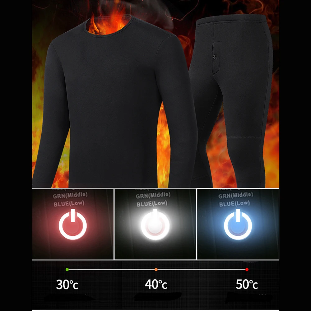 Heated Thermal Underwear Set Jacket Heated Men Women Winter Heated Set USB Electric Suit Thermal Yoga Clothing For Winter S-5XL