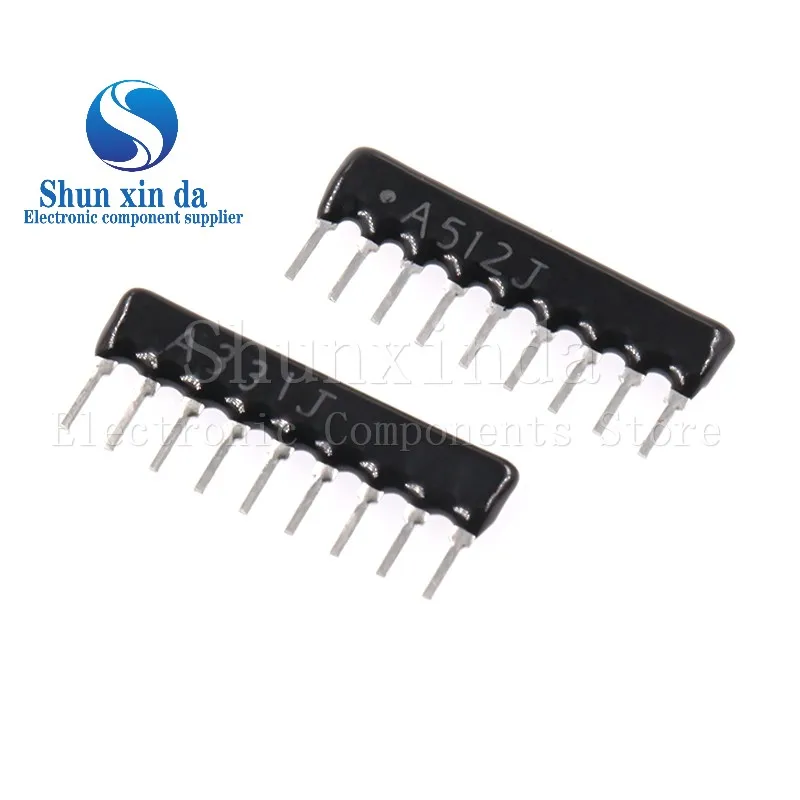 10PCS 9 Pin Network Resistor 9A 103J 102J 331J 511J 471J 472J 104J 330 470 510 680 ohm 1K 2K 2.2K 3.3K 4K7 10K 22K 100K 470K