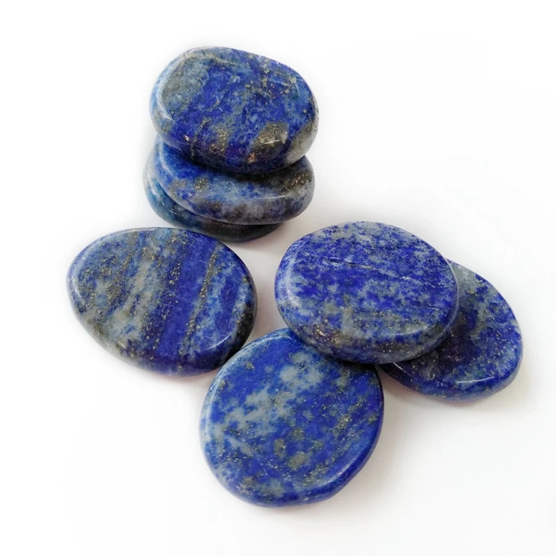 7 Chakras Decoration Blue Lapis Lazuli Crystal Natural Palm Stone Set Wholesale Afghanistan Stones Dropship