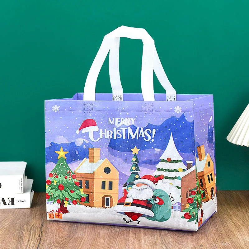 Weihnachts-Einkaufstasche mit Griffen, Weihnachtsmann, Schneemann, Süßigkeiten, Geschenkverpackung, Tasche, Frohe Weihnachten, Neujahr, Party, Dekoration, Noel-Einkaufstasche – Detail 4