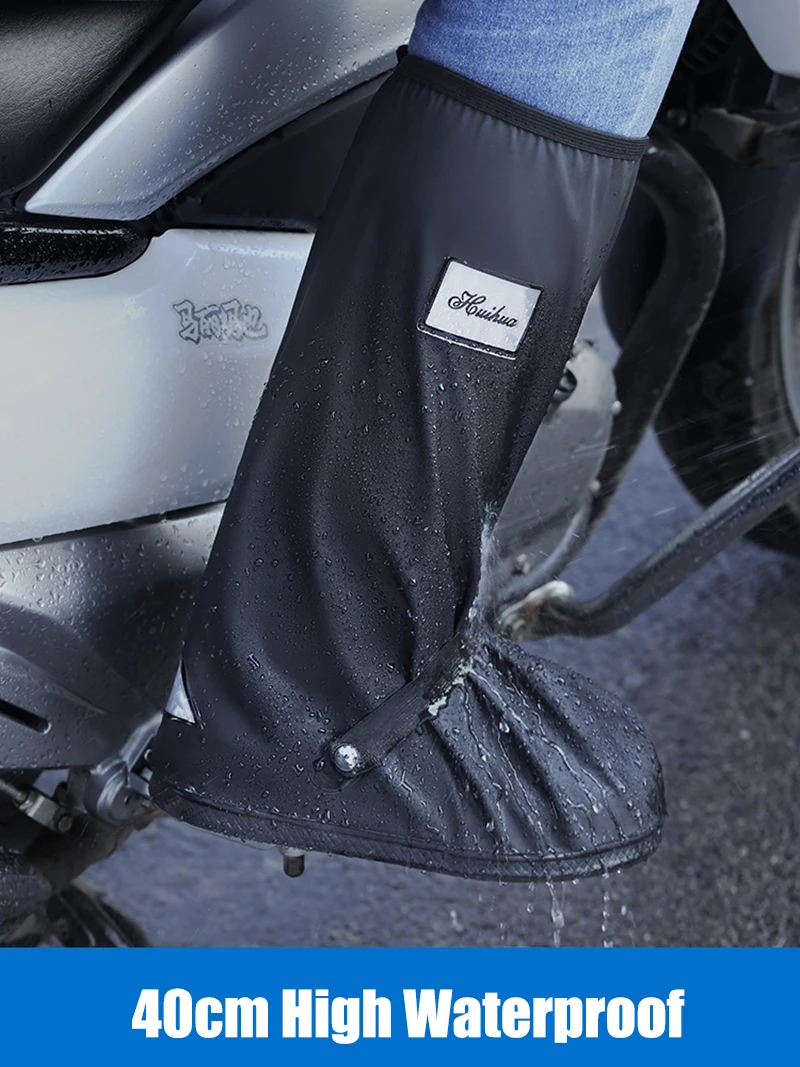 Verdicken Hohe Rohr Regen Stiefel Wasserdichte Schuhe Wiederverwendbare Motorrad Radfahren Fahrrad Im Freien Nicht-Slip Schuhe Abdeckungen Regendicht Schuhe co – Detail 1