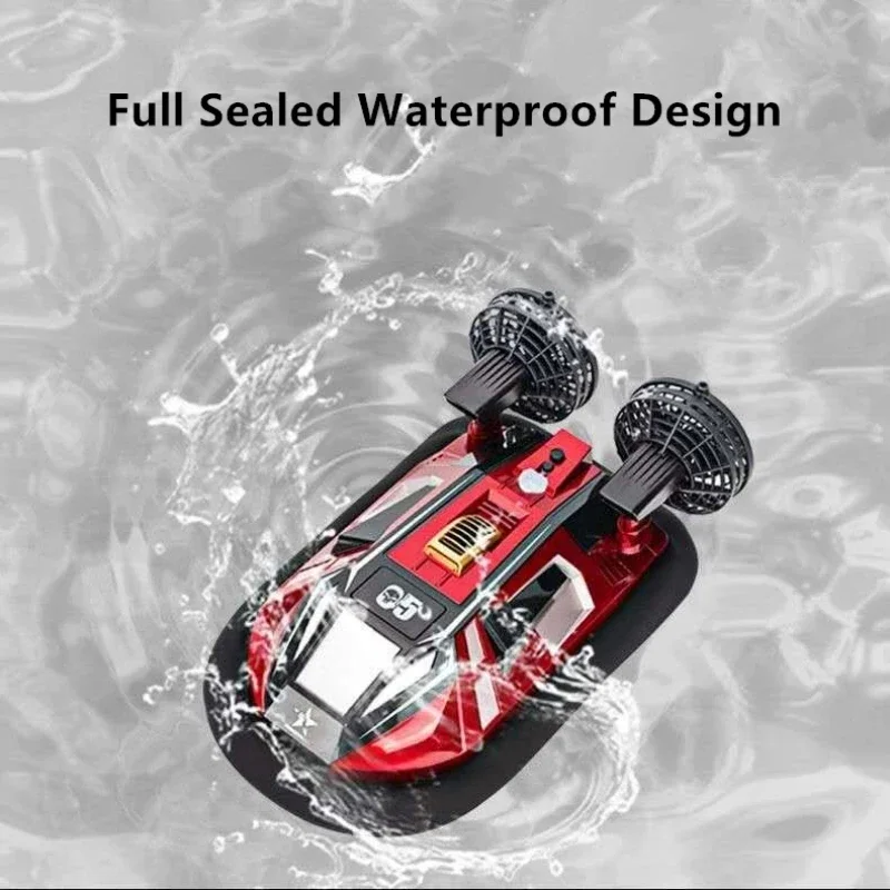 Amphibous Dual Motor RC Boat Toys 2.4G Over Distance Prompt Cooling Device Backward Function Wireless Remote Control Hovercraft