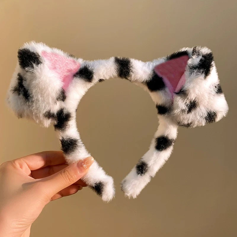 Fascia per capelli con orecchie di cane carino peluche autunno inverno soffici cerchi per capelli caldi copricapo accessori per capelli per donne ragazze trucco fascia per capelli