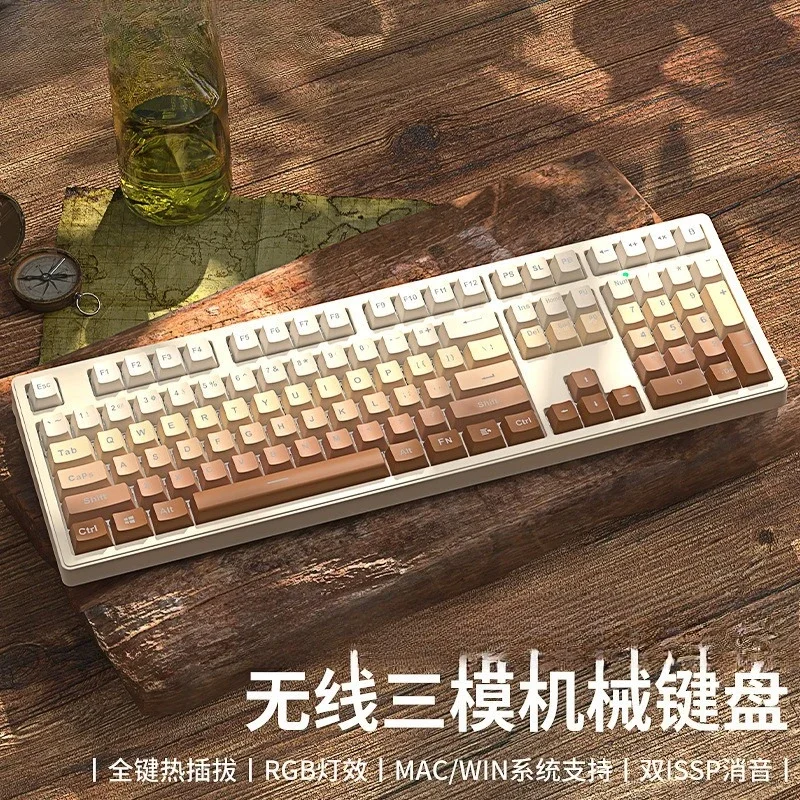 Cherry Axis Mechanical Keyboard Wireless Bluetooth Girls Pink Computer Gaming Keyboard