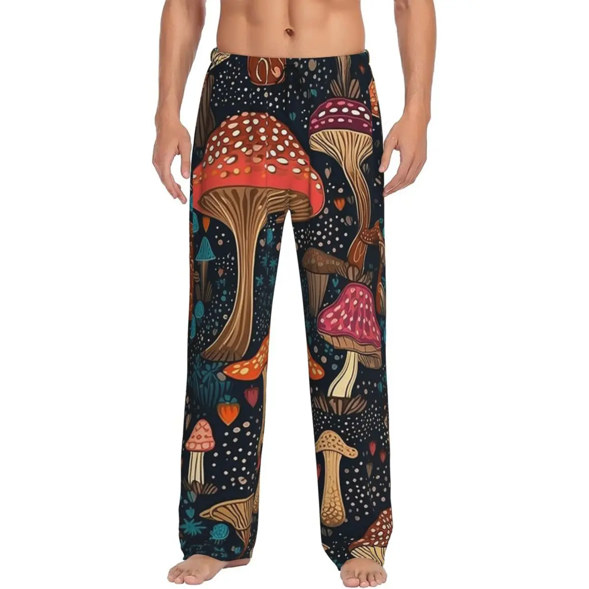 Custom Psychedelic Magic Mushrooms Print Lava Pajama Pants Men Sleepwear Sleep Lounge Bottoms with Pockets
