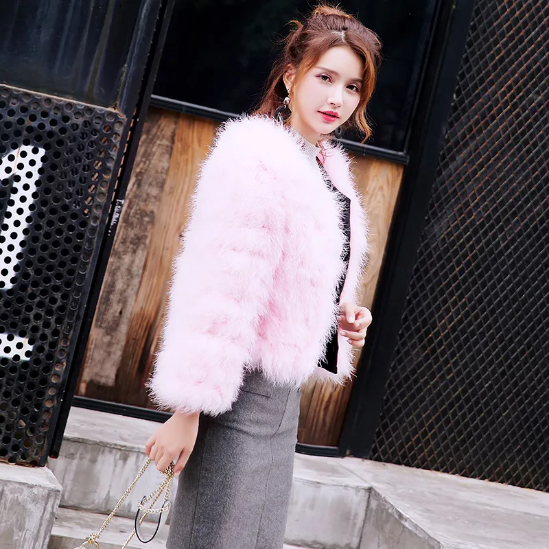 New European and American Style Long-sleeved Real Fur Jacket Turkey Wool Clothes Ostrich Fur Coat