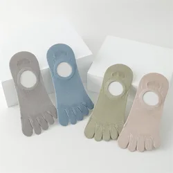 Calcetines finos de malla transpirable para hombre, medias náuticas de corte bajo, antideslizantes, de silicona, 5 dedos, invisibles