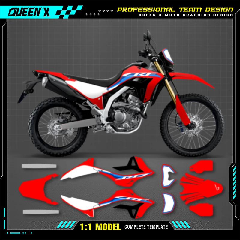 

Queen X MOTOR для Honda CRF 300L CRF300L 202021 2022 2023 наклейки на мотоцикл, наборы наклеек, номер, имя, фоны на заказ