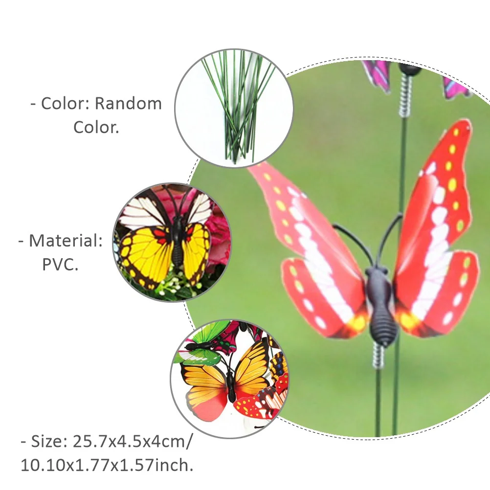 20 قطعة فراشات محاكاة ديكور اصطناعي نابض بالحياة حديقة ديكور المنزل سطع أواني الزهور الملونة