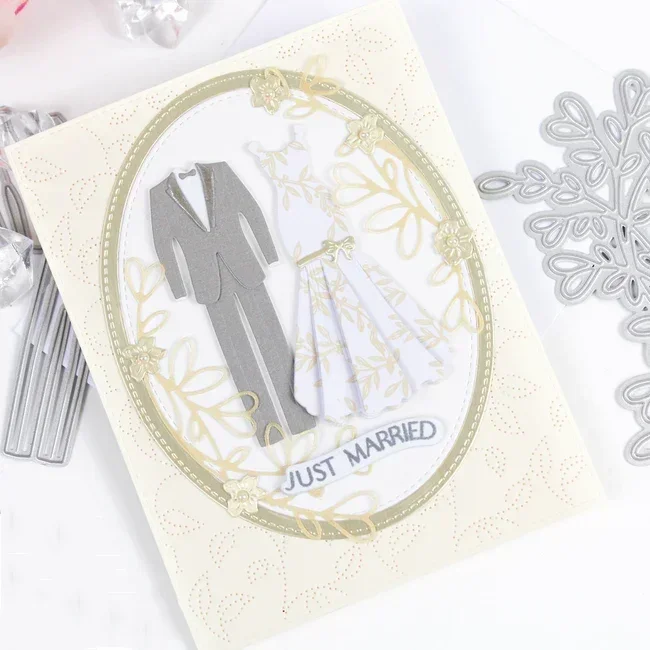 

Mmao Craft metal cutting dies cut die mold Bride and groom dress Scrapbook paper craft knife mould blade punch stencils dies