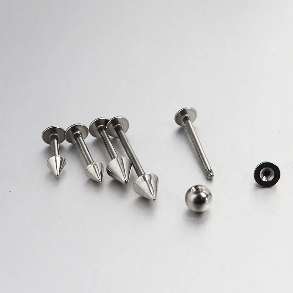 2 Pcs 16G Stainless Steel 12mm 14mm 16mm 19mm Labret Rings Tragus Earring Face Lip Spike Cone Body Piercing Jewelry