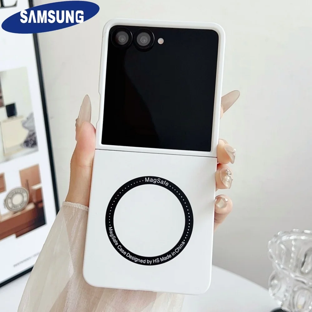 Z Flip7 Новый тонкий чехол Magsafe Skin Feel Samsung Galaxy Z Flip 7 6 5 4 3 Flip7 Магнитная беспроводная зарядка Flip6 Жесткий чехол для ПК