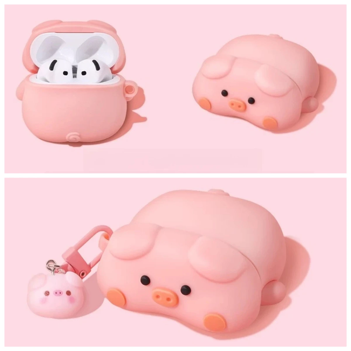 Custodia per auricolari in silicone simpatico maiale per Airpodspro3 Pro2 Pro per AirPods 1 2 3 4 Custodia protettiva per riduzione del rumore Custodia per auricolari Apple