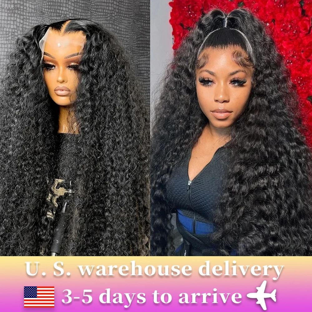 HD Transparent Deep Wave Frontal Wig 13x4 13x6 Curly Lace Front Human Hair Wigs For Women Wet And Wavy Water Closure Wig