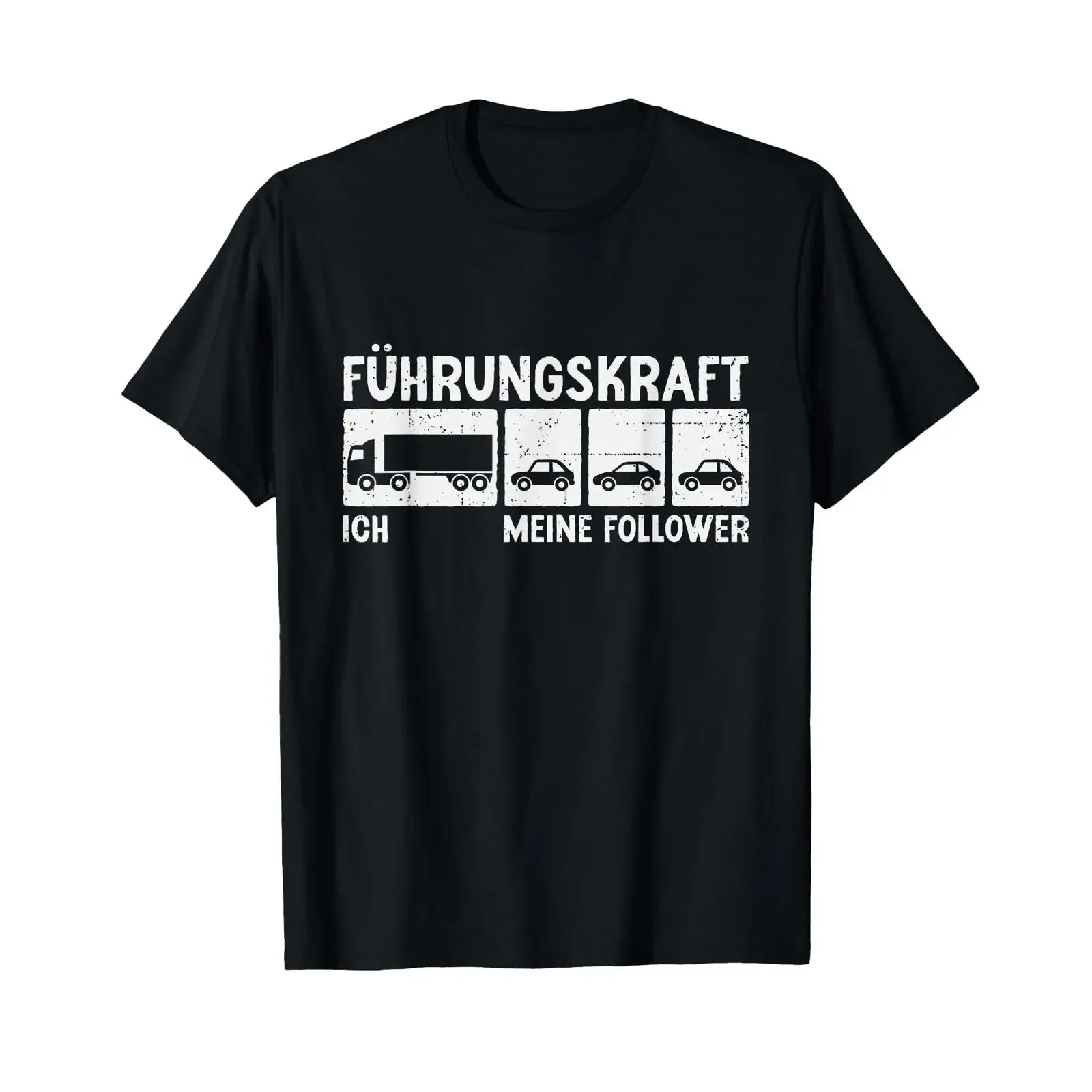 T-Shirt mit deutschem Text „Executive Langstrecken-Lkw-Fahrer, ich meine Follower“, schwarz, vintage, gewaschen, atmungsaktiv, leicht unisex.