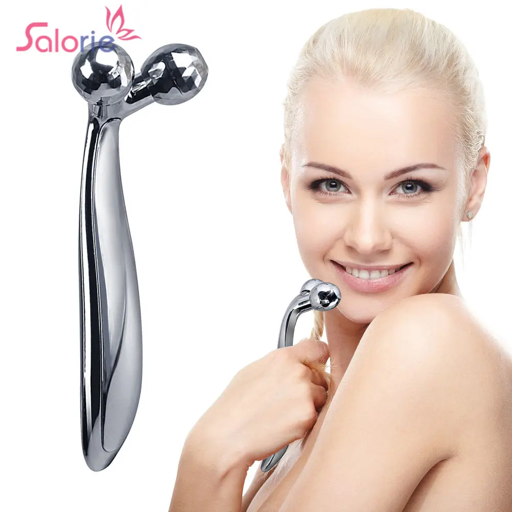 360 Rotate Silver Thin Face Full Body Shape Massager Lifting Fatigue Remover 3D Roller Massager Facial Massage Relaxation Tool