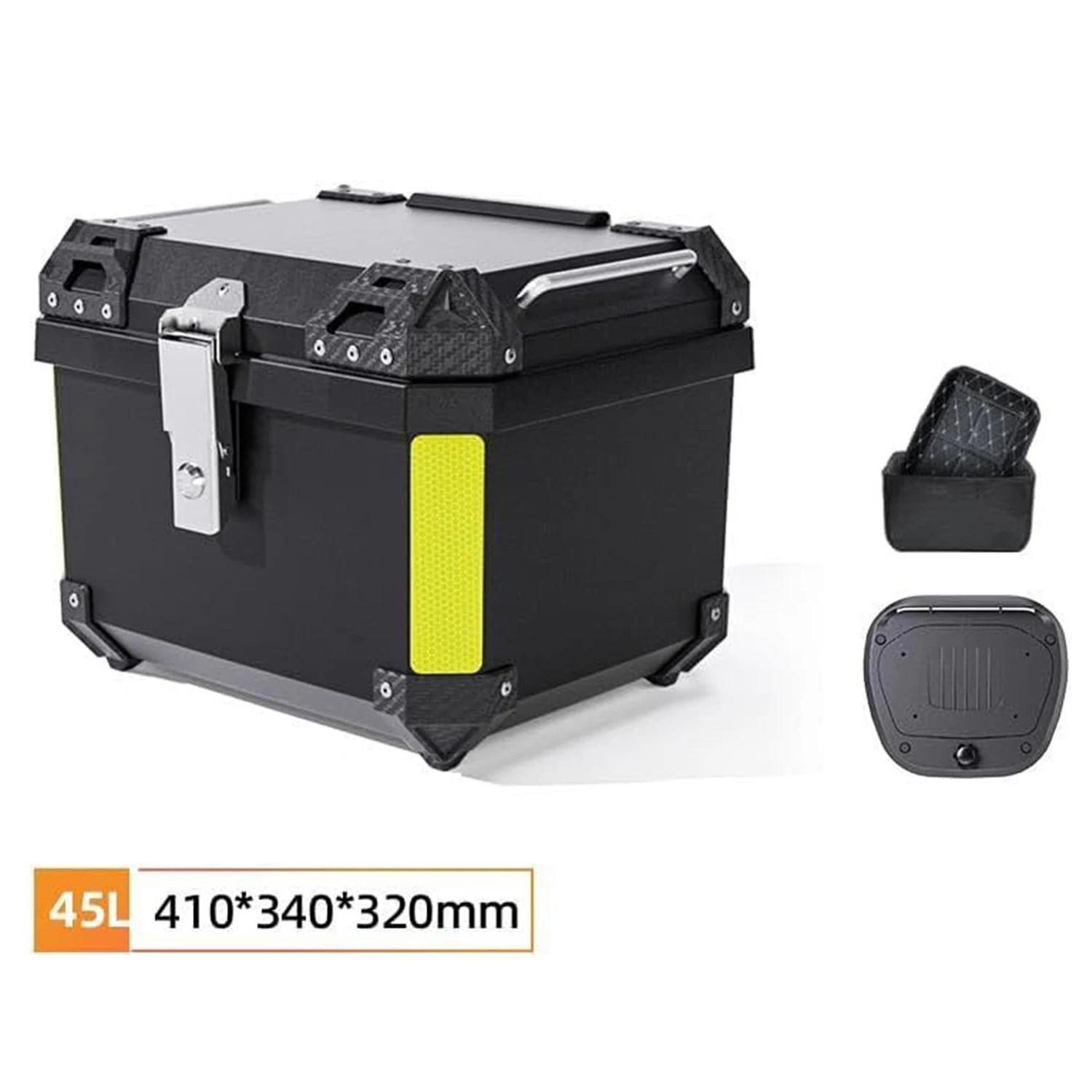 45L Universal Motorcycle Bicycle Top Case Waterproof ABS Trunk Tour Tail Box with Backrest Handle Dual-Key Storage Carrier Case