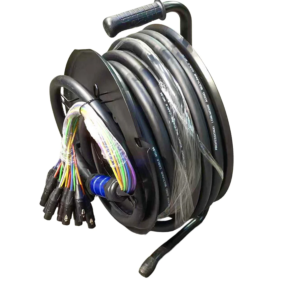 24-Channel XLR Snake Cable 20m, Professional 20 Meter Multichannel Audio and Stage Lighting Signal Snake Cable