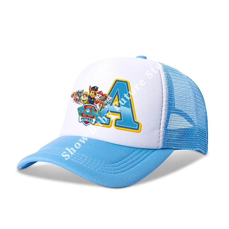 Paws Patrols Ragazzi Ragazze Cute Letter Berretti da baseball Bambini Cartoon Anime Cappello in rete traspirante Bambino Sunbonnet Regali di compleanno per bambini