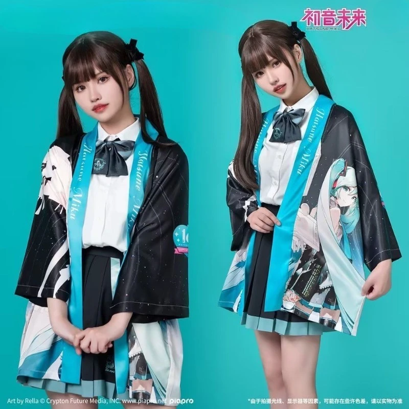 初音ミク-ハオリジャケット-ボーカロイド-アニメプリント-キモノ風-カーディガン-コスプレ-カジュアルアウター-ファン向け衣装