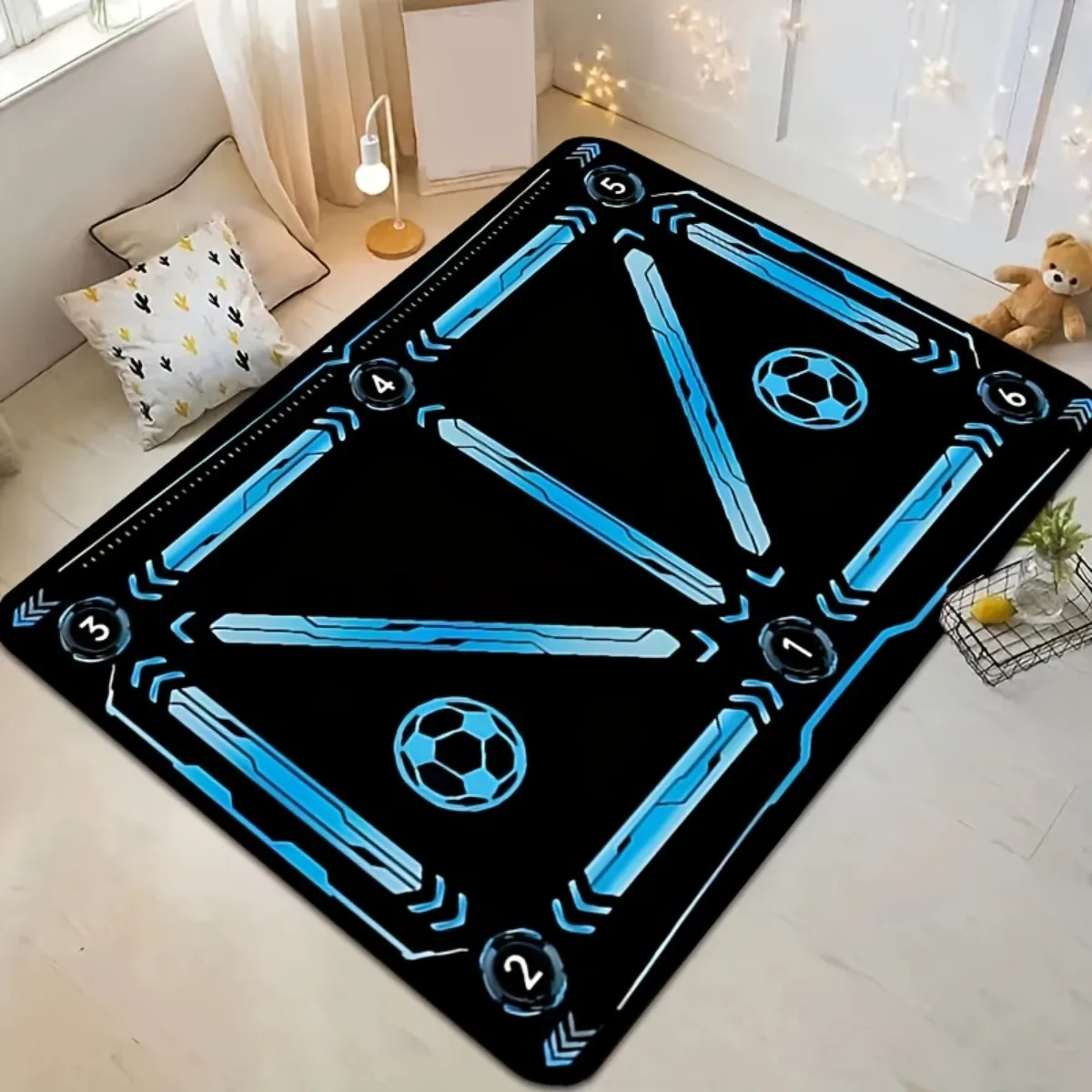 Soccer Training Football Practice Non-Slip Floor Mat Washable Decorative Area Rug for Playroom Bedroom Entryway Kitchen