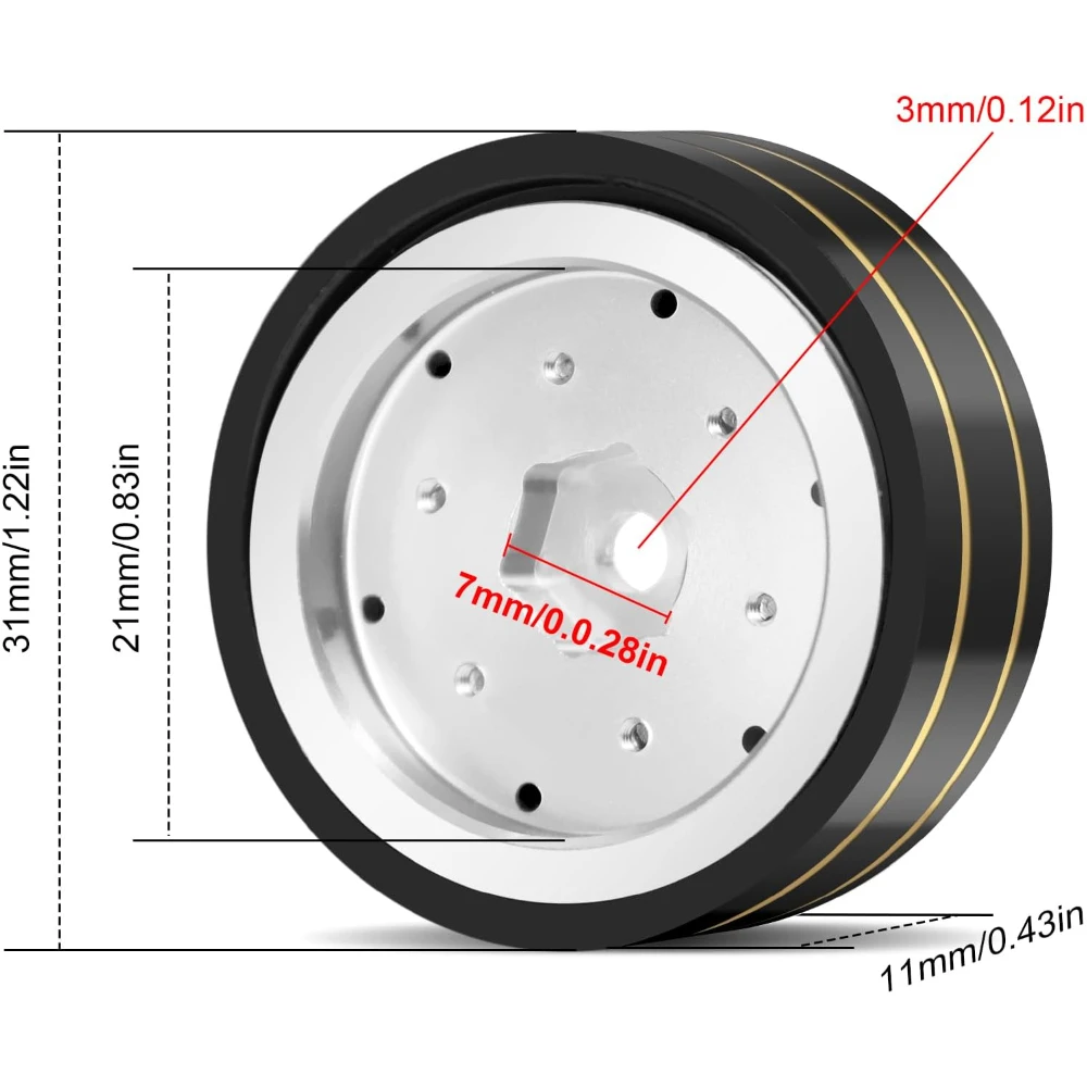 Rodas Beadlock Com Contrapeso De Latão, Carro De Crawler RC, 1.0 Plus, 32g, Axial SCX24, AX24, TRX4M, FCX24, 1/24, 1/18