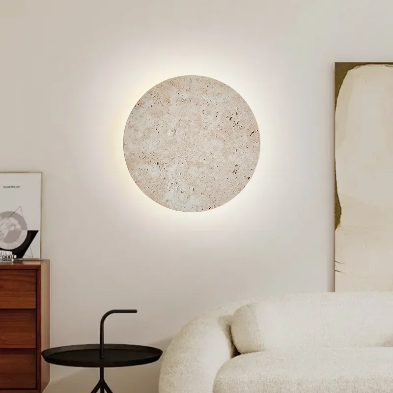 

Natural Stone Wall Lamp Round Bedside Dining Room Atmosphere Art Decor Sconce Light 3000K Dropshipping 23/30cm