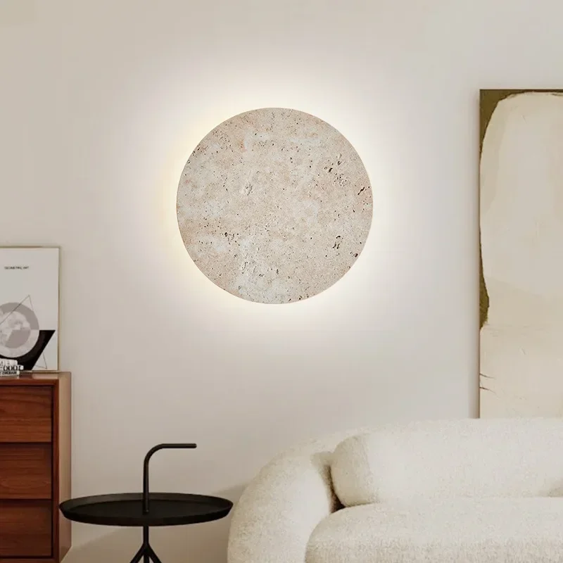 Natural Stone Wall Lamp Round Bedside Dining Room Atmosphere Art Decor Sconce Light 3000K Dropshipping 23/30cm Free Combination