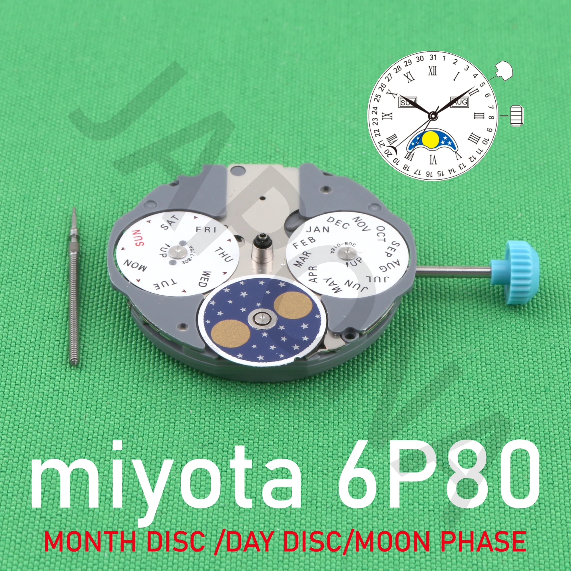 6P80 movement miyota 6P80 movement japan movement MONTH DISC /DAY DISC/MOON PHASE