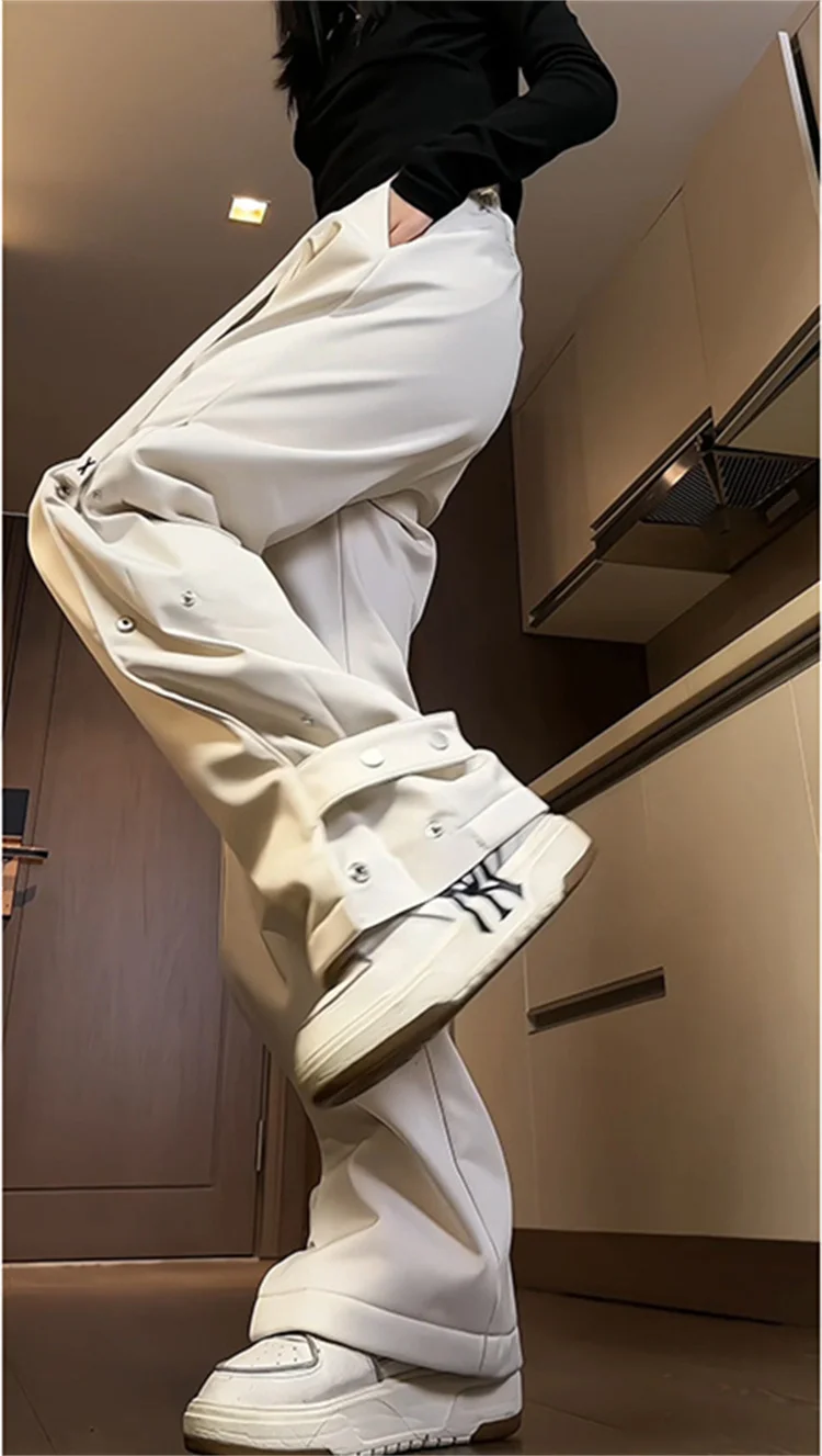 GELITAYIN Korean Fashion High Waist Drawstring Cargo Pants Women 2025 Wide Leg Baggy Trousers Y2k Streetwear Oversize Sweatpants