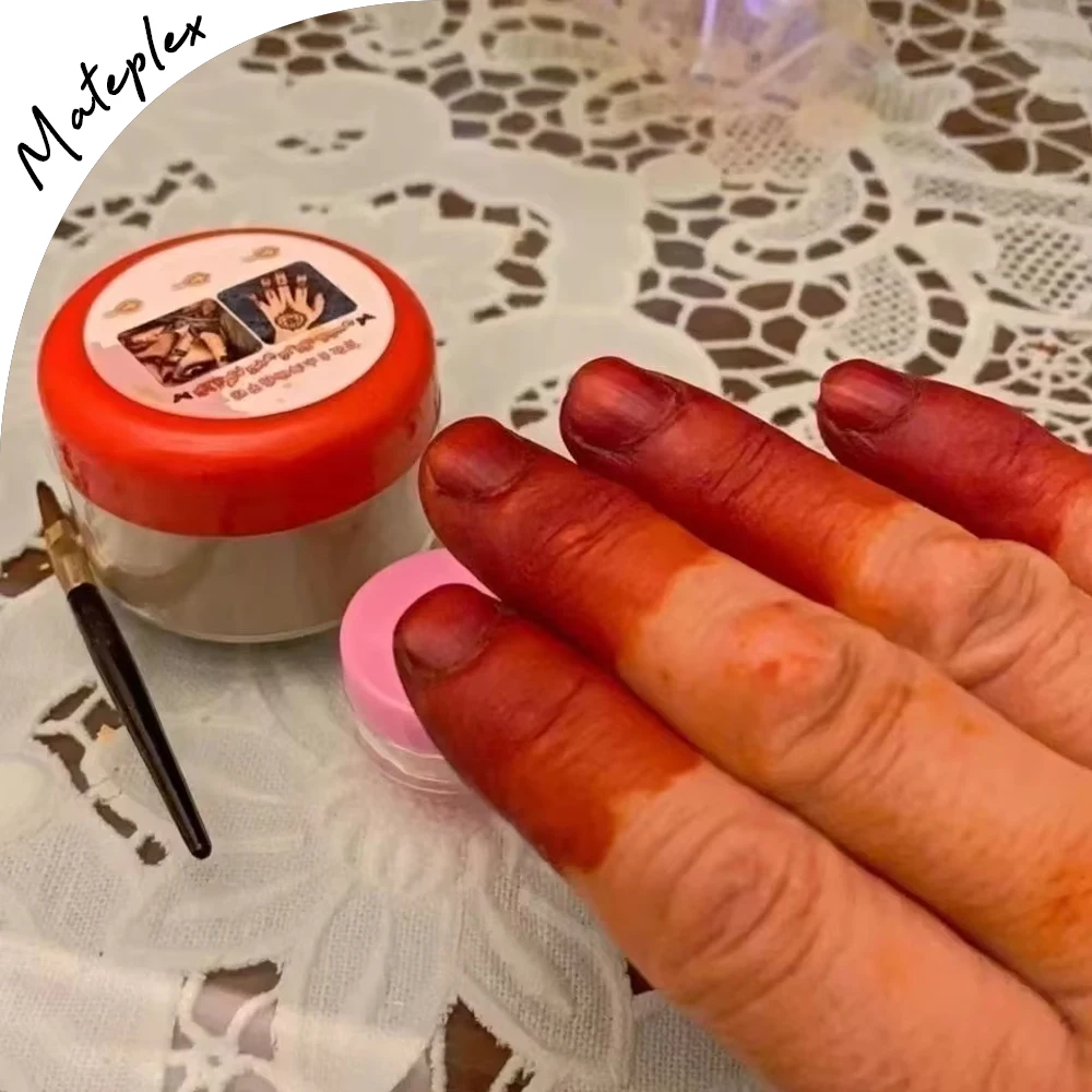 20g Natural Plant Henna Nail Dyeing Powder With Tools Wine Red Black Nail Art Long Lasting Luster Natural Nail Template