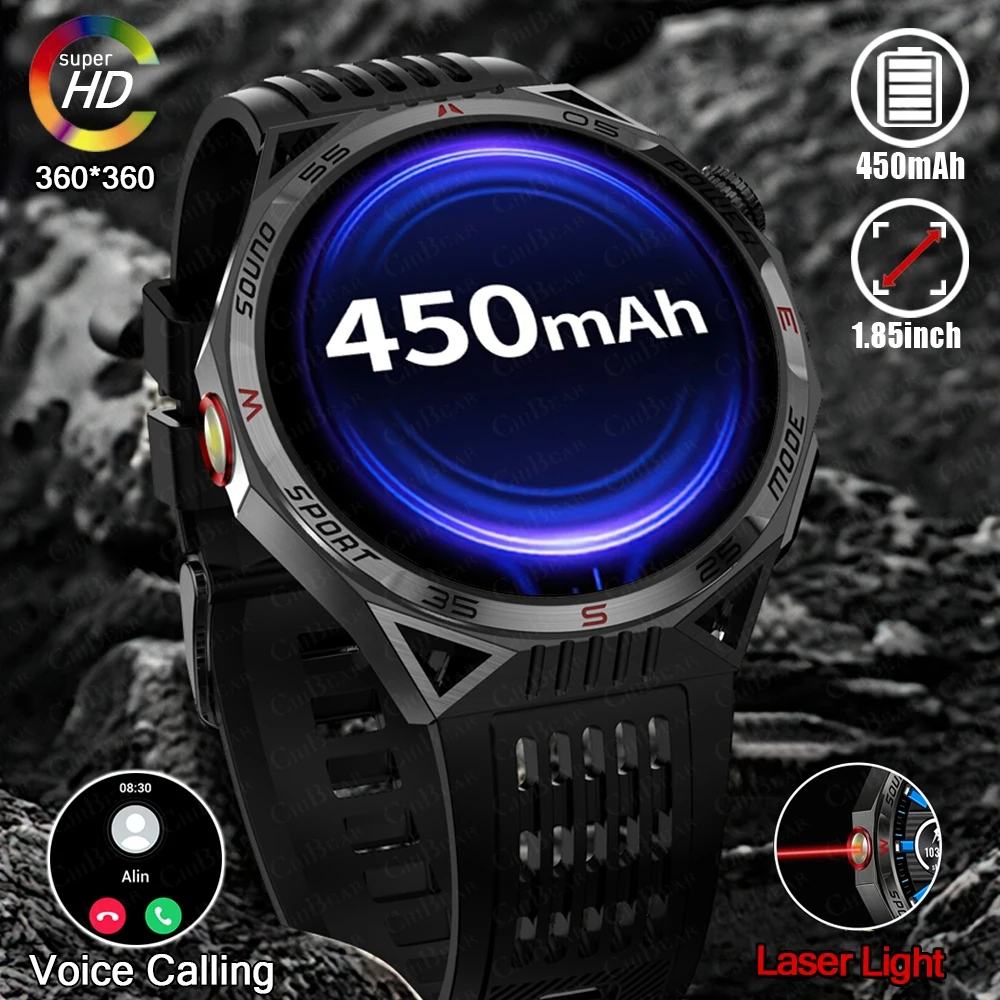 

Rugged Military 1.85" Smart Watch Men LED Flashlight Infrared Laser Sports Fitness Watches Bluetooth Call Smartwatch For Xiaomi