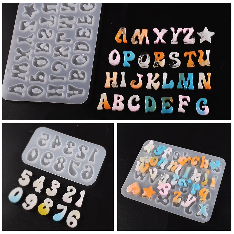 Crystal Epoxy Resin Silicone Mold Small/Large Alphabet Letter Number Casting Soft Multi-Purpose Baking Mould DIY Home Decor