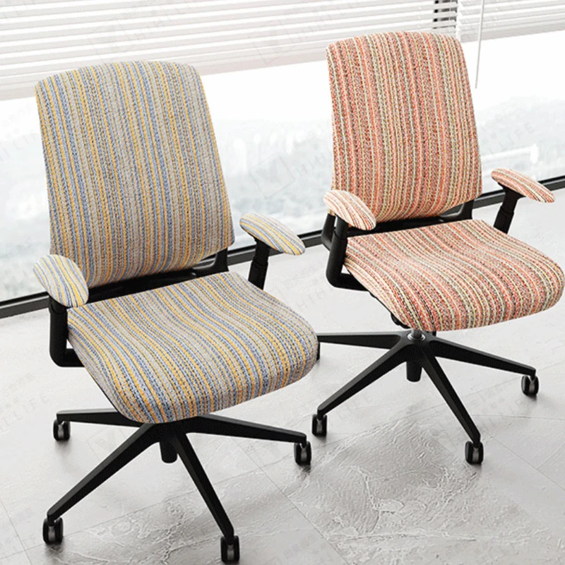 1pc Cotton and Linen Computer Chair Cover, Split-back Chair Cover Vintage Ethnic-style Home Office Chair Protective Cover