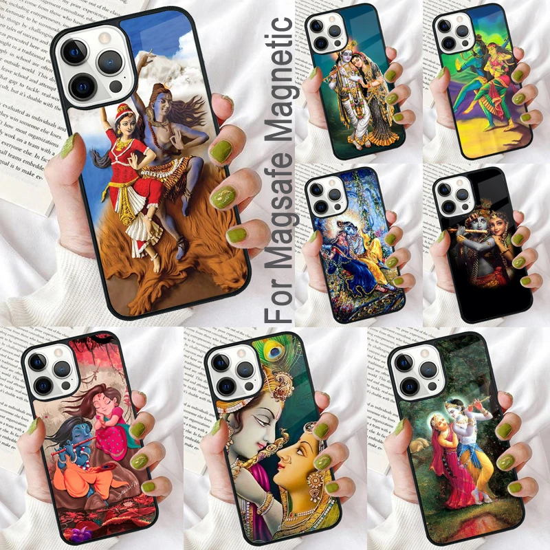 Lord Krishna Radha Magnetic Soft Phone Case for iPhone 16 Promax 15 Pro 13 14 Plus 11 12 Mini MagSafe Coque