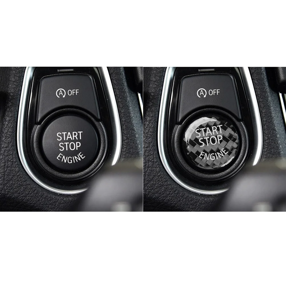 Black Carbon Fiber Car Cap Sticker For BMW 1/2/3/4/5/6/7 Series F01 F06 F10 F20 F22 F30 F30 X3/X4/X6 Keyless Start Stop Button