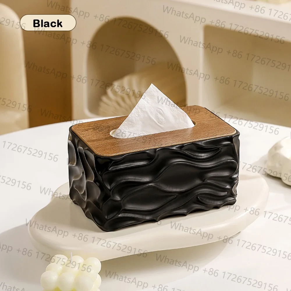 Simple Large Capacity Tissue Box Cover Wooden Lid Dust-proof Tissue Box Holder Creative Elegant Paper Holder Living Room