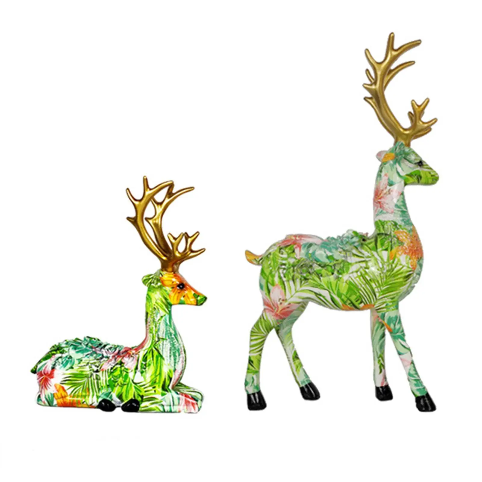 

1 Pair Reindeer Figurines Sculpture Art for Housewarming Bedroom Desktop