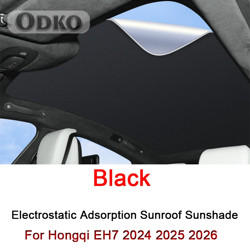 Car Electrostatic Adsorption Sunroof Sunshade Cover Fit For Hongqi EH7 2024 2025 2026 Heat Insulation Skylight Sticker Accessory