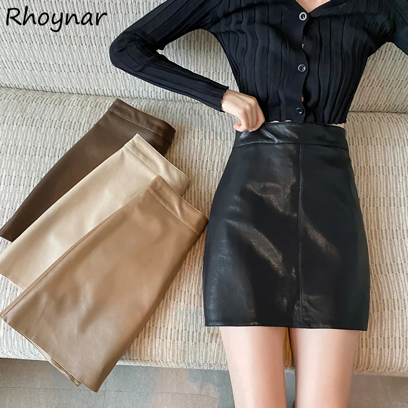 

Skirt Women Pu Autumn Korean Style Basic Mini Empire Fashion Street Wear Mujer All Match Harajuku Leisure Vintage New Arrive Ins
