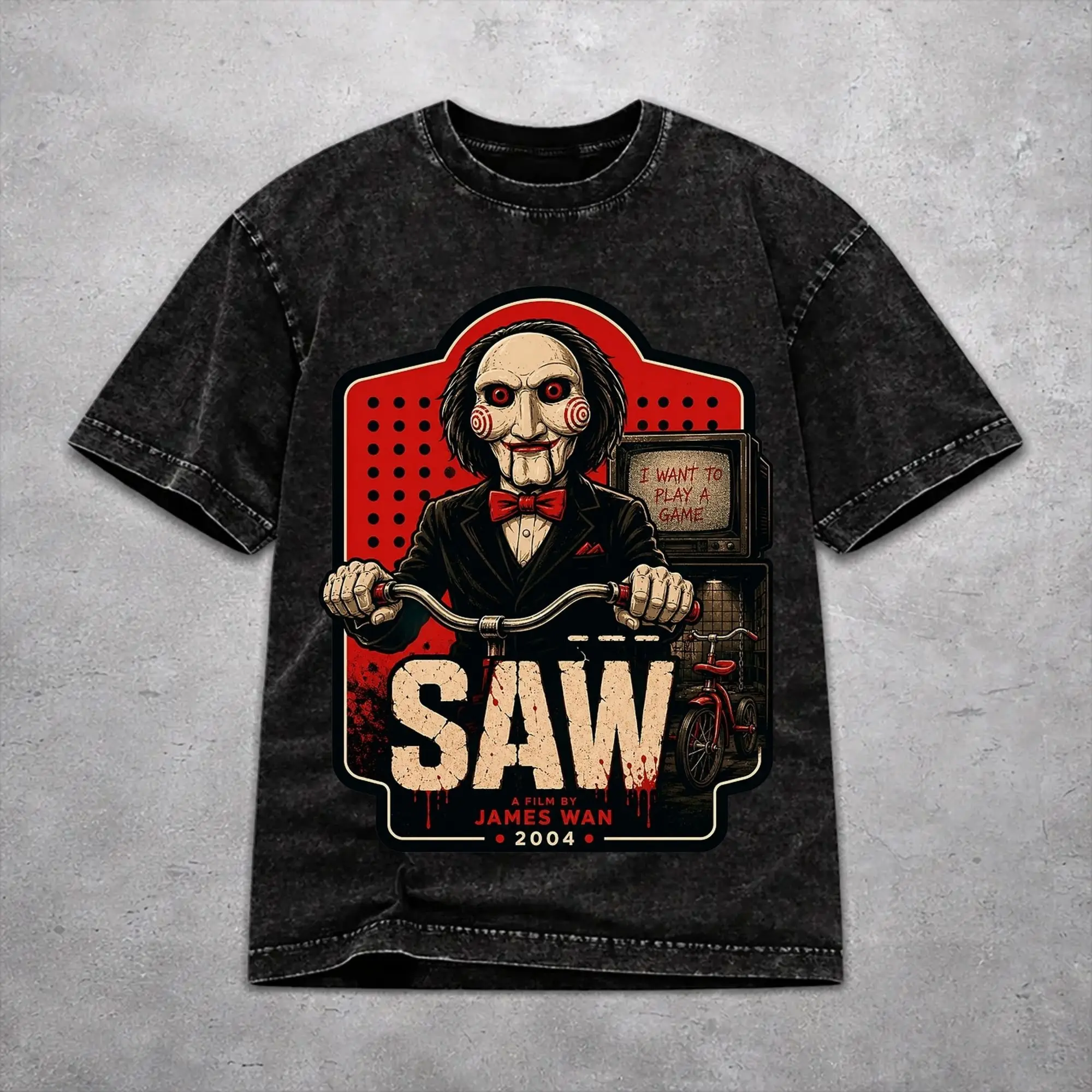 Casual Men Women Saw Horror Movie Tee Shirt Oversize Washed  T Shirts Clothing
